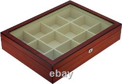 Display Case for 12 Ties Belts and Accessories Cherry Wood Storage