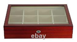 Display Case for 12 Ties, Belts, and Accessories Cherry Wood Storage Box Fath