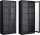 Display Case with Glass Doors, Collectibles 15.8D x 31.5W x 71H Black, MetaL