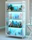 Display Case with LED Lights, Display Cabinet with Glass Storage Shelves, 4-Tier