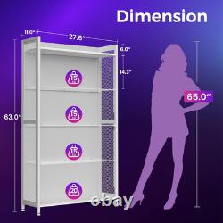 Display Case with LED Lights, Display Cabinet with Glass Storage Shelves, 4-Tier