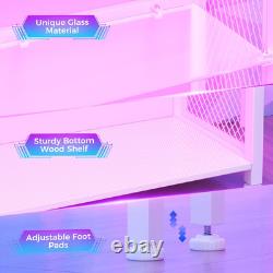 Display Case with LED Lights, Display Cabinet with Glass Storage Shelves, 4-Tier