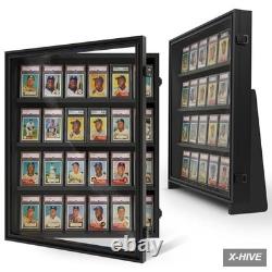 Display Cases 1 24 Graded Card Case Baseball Stand UV Protection Storage Cabinet