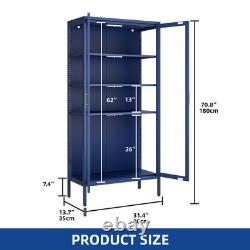 Display Storage Cabinet w 4-Tier Adjustable Shelves Collectibles Organizers Rack