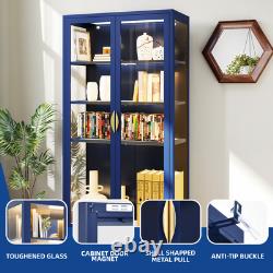 Display Storage Cabinet w 4-Tier Adjustable Shelves Collectibles Organizers Rack