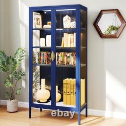 Display Storage Cabinet w 4-Tier Adjustable Shelves Collectibles Organizers Rack