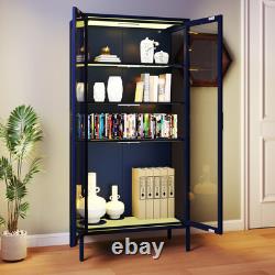 Display Storage Cabinet w 4-Tier Adjustable Shelves Collectibles Organizers Rack
