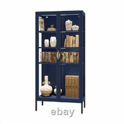 Display Storage Cabinet w 4-Tier Adjustable Shelves Collectibles Organizers Rack