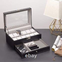 Double Layer 12 Slot Watch Organizer Jewelry Storage Box Display Collection Case
