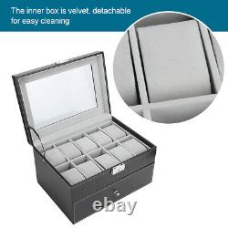 Double Layer 20 Grids Watch Display Box Jewelry Bracelet Organizer Storage Case