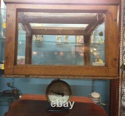 EARLY GRAIN PAINTED STORE COUNTER TOP DISPLAY CASE FULL VIEW WithTOP OPENING DOORS