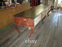 Early Antique Dry Goods Table Fabric Store Display 11' Counter queen anne style