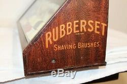 Early Original Rubberset Shaving Brushes Tin Advertising Store Display Case