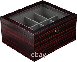 Ebony Wood Display Case for 8 Belts and Accessories Storage Organizer Box