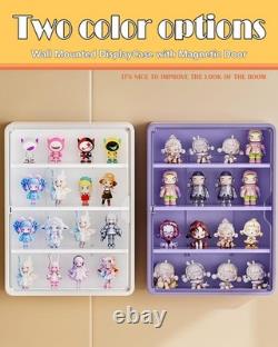 Elegant 4-Layer Wall-Mounted Display Case with Magnetic Door for Collectibles