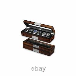 Elegant 6 Watch Box Display Men Case MDF Wood Luxury Organizer Slot Faux Leather