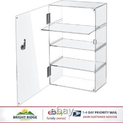 Elegant Clear Display Case with 4 Tiers and Lock for Collectible Storage