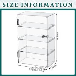 Elegant Clear Display Case with 4 Tiers and Lock for Collectible Storage