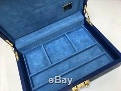 Empty Watch Jewelry Case ROLEX Storage Box Display Blue H4xW12xD8 inches Used