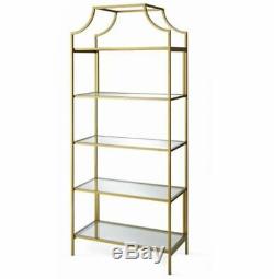 Etagere With Glass Shelves Bookshelf Bookcase Book Cases 5 Tier Storage Display