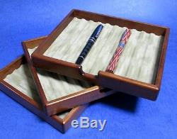F/S Wooden Stationery Fountain Pen Case Display 40 Slot Collection Storage Japan
