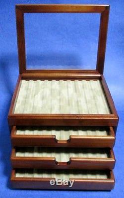 F/S Wooden Stationery Fountain Pen Case Display 40 Slot Collection Storage Japan