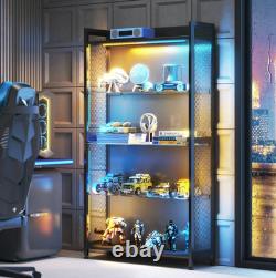 Figure Display Case 4 Tier RGB LED Light Action Minifigures Shelf Glass Cabinet Figure Display Case 4 Tier RGB LED Light Action Minifigures Shelf Glass Cabinet