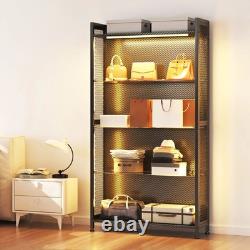 Figure Display Case 4 Tier RGB LED Light Action Minifigures Shelf Glass Cabinet