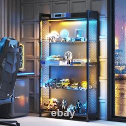Figure Display Case 4 Tier RGB LED Light Action Minifigures Shelf Glass Cabinet
