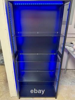 Figure Display Case 4 Tier RGB LED Light Action Minifigures Shelf Glass Cabinet