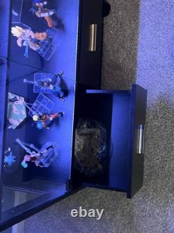 Figure Display Case 4 Tier RGB LED Light Adjustable Shelf Car Toy Glass Cabinet