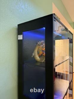 Figure Display Case 4 Tier RGB LED Light Adjustable Shelf Car Toy Glass Cabinet