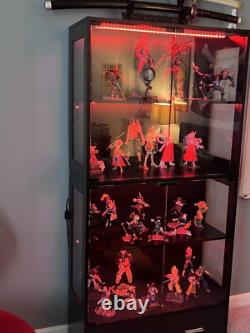 Figure Display Case 4 Tier RGB LED Light Adjustable Shelf Car Toy Glass Cabinet