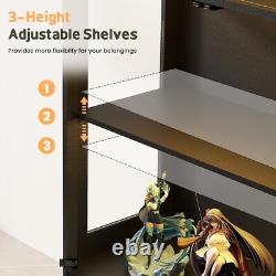 Figure Display Case 4 Tier RGB LED Light Adjustable Shelf Car Toy Glass Cabinet