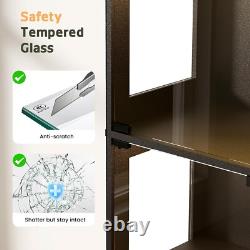 Figure Display Case 4 Tier RGB LED Light Adjustable Shelf Car Toy Glass Cabinet