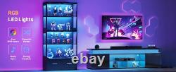 Figure Display Case 4 Tier RGB LED Light Adjustable Shelf Car Toy Glass Cabinet