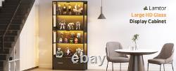 Figure Display Case 4 Tier RGB LED Light Adjustable Shelf Car Toy Glass Cabinet