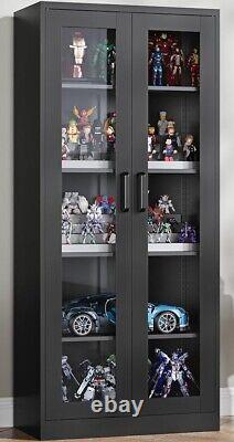 Figure Display Case 5 Tier 71 Tall Minifigures Diecast Car Glass Doors Cabinet