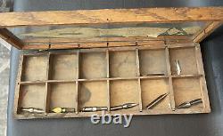 Fine Antique Hunt Pens General Store Nib Oak & Glass Advertising Display Case