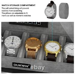 Fingerprint Automatic 6 Watch Winder 6 Watches Storage Display Case Box RGB Grey