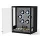 Fingerprint Automatic 6 Watch Winder with Storage Display Case Box RGB LED Gray