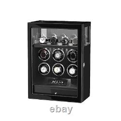 Fingerprint Cabinet Automatic 6 Watch Winder With 4 Watch Storage Display Case