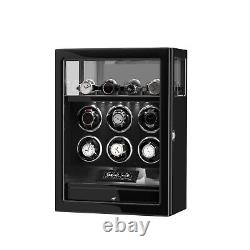 Fingerprint Cabinet Automatic 6 Watch Winder With 4 Watch Storage Display Case