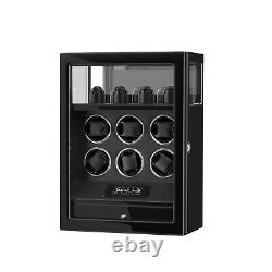 Fingerprint Cabinet Automatic 6 Watch Winder With 4 Watch Storage Display Case