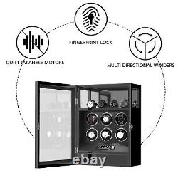 Fingerprint Cabinet Automatic 6 Watch Winder With 4 Watch Storage Display Case