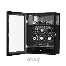 Fingerprint Cabinet Automatic 6 Watch Winder With 4 Watch Storage Display Case