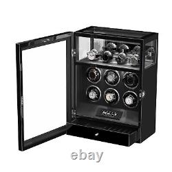 Fingerprint Cabinet Automatic 6 Watch Winder With 4 Watch Storage Display Case