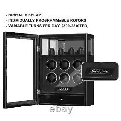 Fingerprint Cabinet Automatic 6 Watch Winder With 4 Watch Storage Display Case