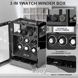 Fingerprint Cabinet Automatic 6 Watch Winder With 4 Watch Storage Display Case