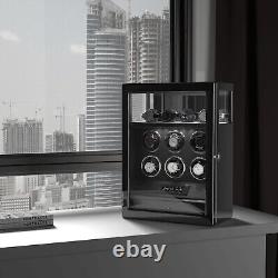 Fingerprint Cabinet Automatic 6 Watch Winder With 4 Watch Storage Display Case